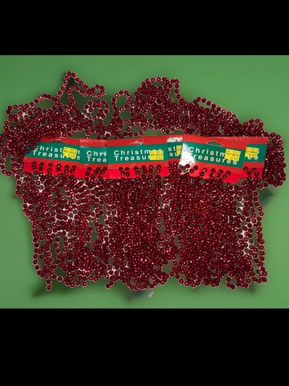 Bulk Bundle Vintage Red Metallic Christmas Tree Bead Garland Holiday Decor NWT
